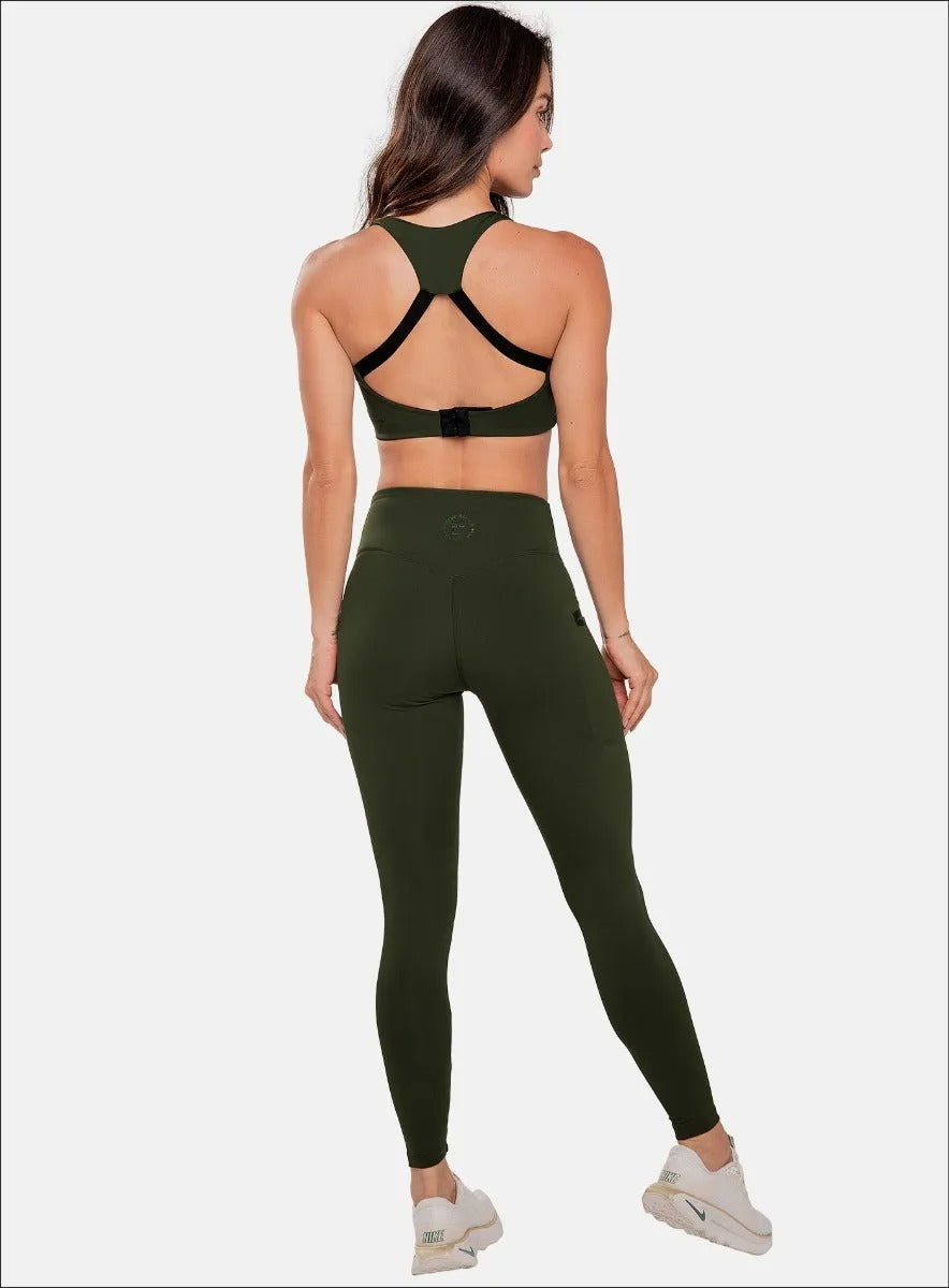 Leggins deportivo color verde para mujer, marca BABALÚ, referencia 107033, vista trasera. Compra al por mayor en babalu.com.co en COP.