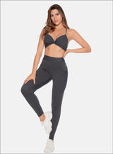 LEGGINS DEPORTITO CON BOLSILLOS  EN MALLA EN POSTERIOR Y COSTADOS