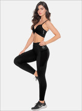 LEGGINS DEPORTITO CON BOLSILLOS  EN MALLA EN POSTERIOR Y COSTADOS