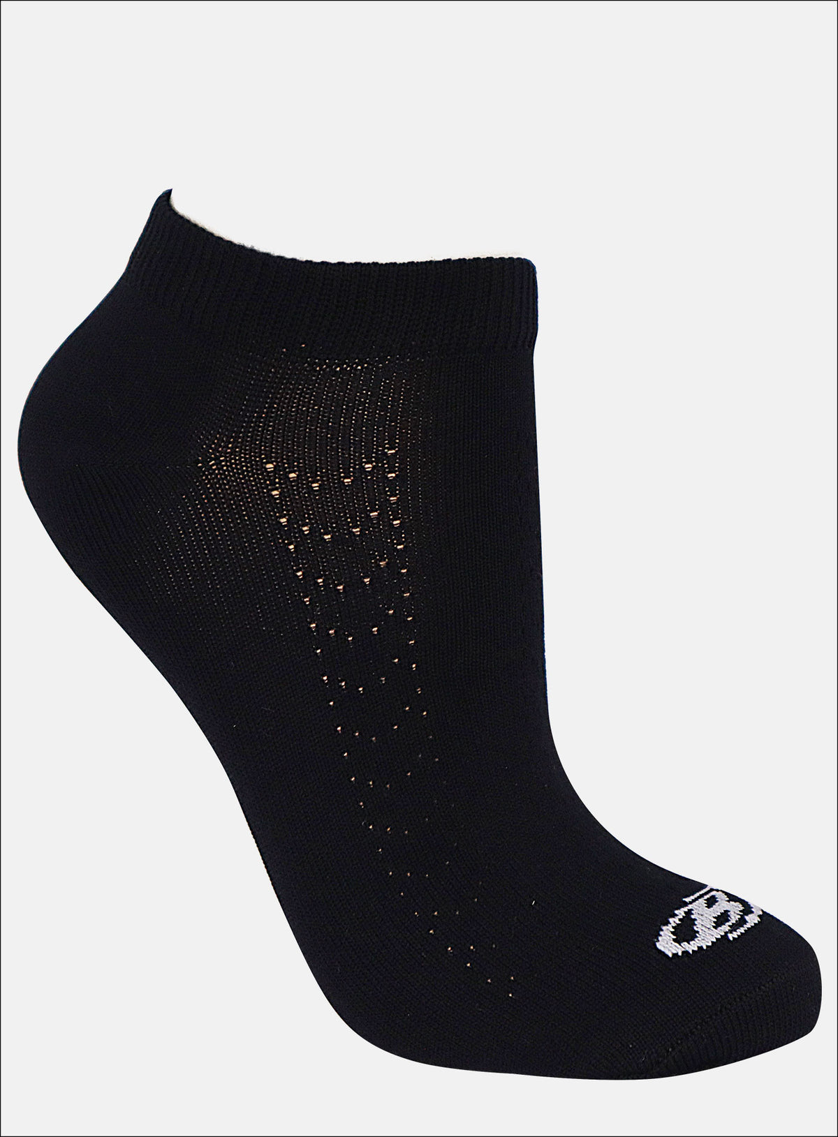 Media deportiva color blanco y negro para mujer, marca BABALÚ, referencia 0403, vista lateral. Compra al por mayor en babalu.com.co en COP.