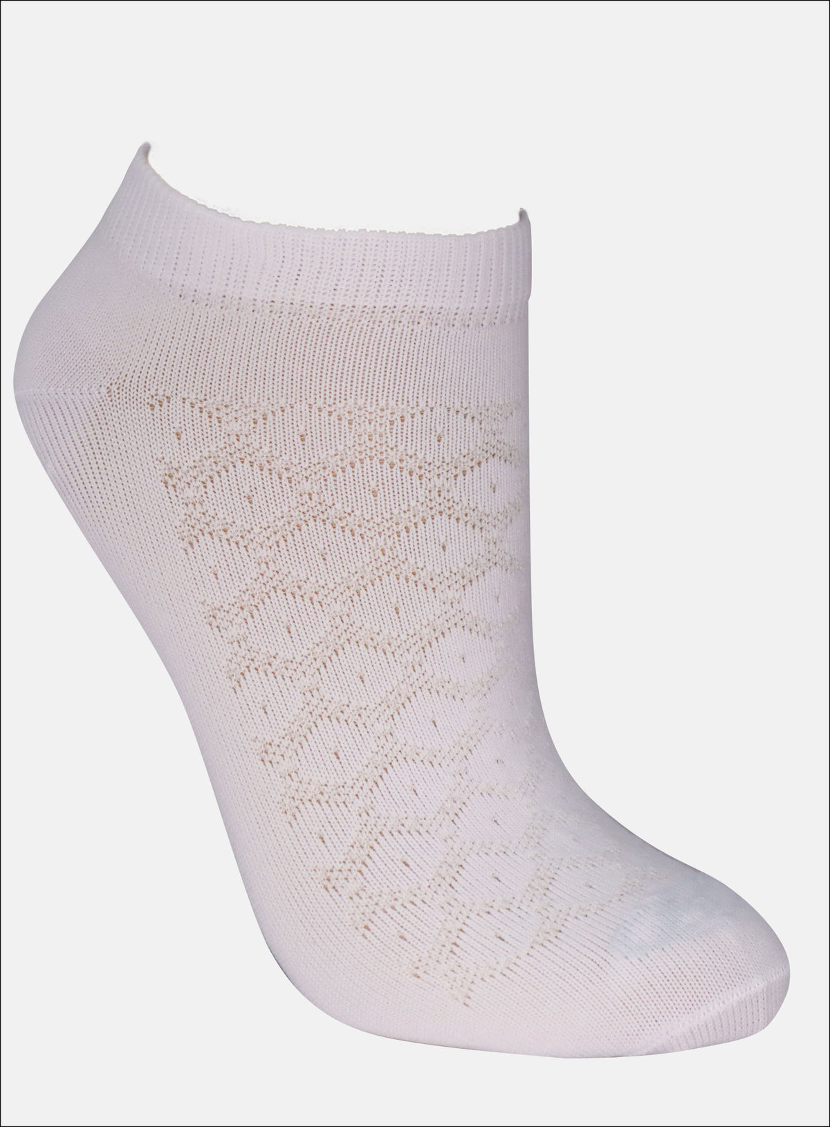 Media deportiva color blanco y negro para mujer, marca BABALÚ, referencia 0403, vista lateral. Compra al por mayor en babalu.com.co en COP.