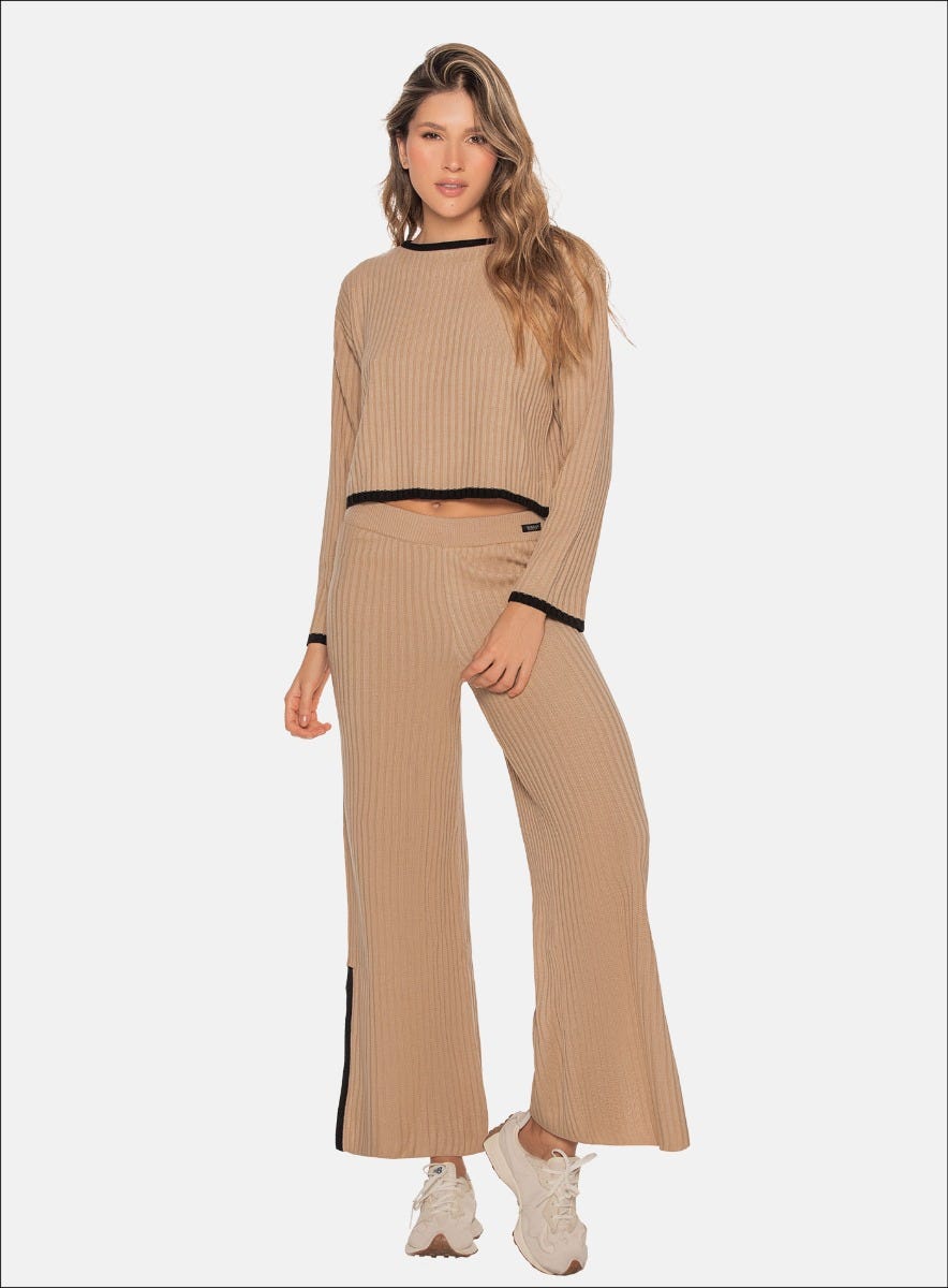 Pantalon casual color arequipe para mujer, marca BABALÚ, referencia 110523, vista frontal. Compra al por mayor en babalu.com.co en COP.