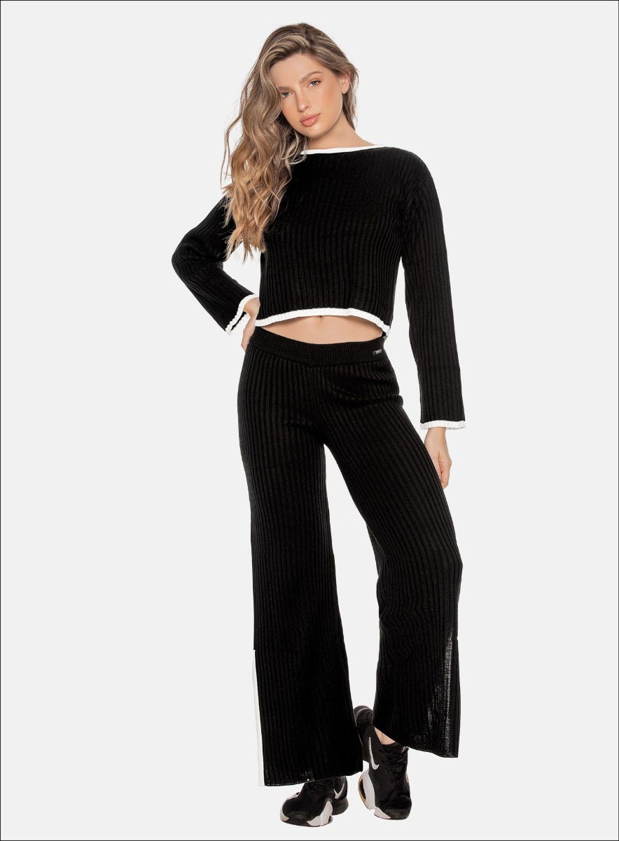 Pantalon casual color negro para mujer, marca BABALÚ, referencia 110523, vista frontal. Compra al por mayor en babalu.com.co en COP.