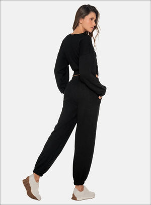 Pantalon casual color negro para mujer, marca BABALÚ, referencia 111573, vista lateral. Compra al por mayor en babalu.com.co en COP.
