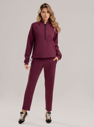 Pantalon casual color vino tinto para mujer, marca BABALÚ, referencia 113783, vista frontal. Compra al por mayor en babalu.com.co en COP.