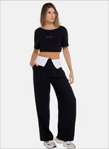 Pantalón casual bota recta con pretina de doblar