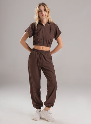 Pantalon deportivo color cafe para mujer, marca BABALÚ, referencia 112483, vista frontal. Compra al por mayor en babalu.com.co en COP.