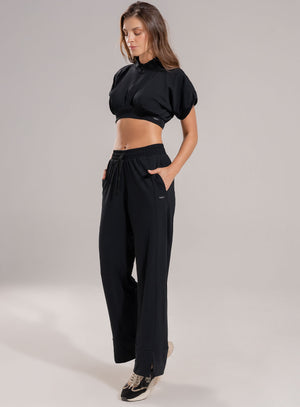 Pantalon deportivo color negro para mujer, marca BABALÚ, referencia 112273, vista lateral. Compra al por mayor en babalu.com.co en COP.