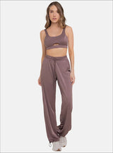 Pantalón casual con cordón graduable en botas tela rib