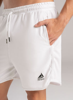 Pantaloneta deportiva color blanco para hombre, marca INIZIO, referencia 86806, vista frontal. Compra al por mayor en babalu.com.co en COP.