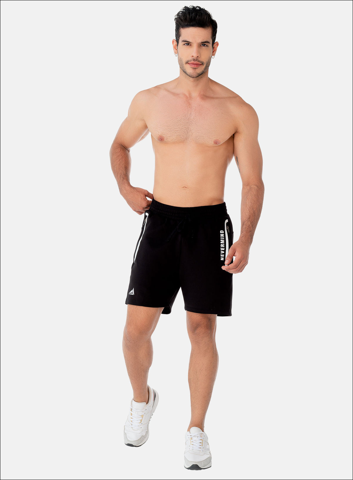 Pantaloneta deportiva color negro para hombre, marca INIZIO, referencia 86406, vista frontal. Compra al por mayor en babalu.com.co en COP.