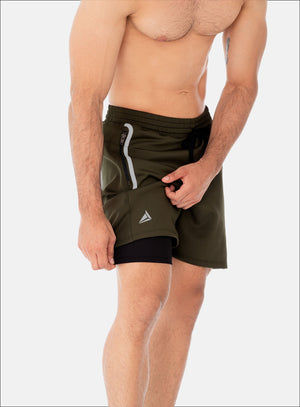 Pantaloneta deportiva color verde para hombre, marca INIZIO, referencia 86406, vista lateral. Compra al por mayor en babalu.com.co en COP.