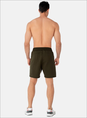 Pantaloneta deportiva color verde para hombre, marca INIZIO, referencia 86406, vista trasera. Compra al por mayor en babalu.com.co en COP.