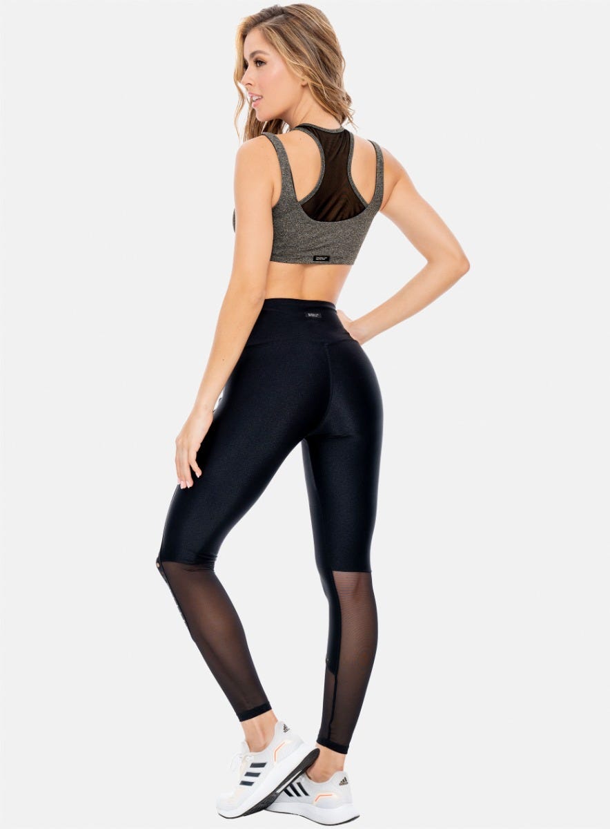 LEGGINS DEPORTIVO MUJER CON CORTE LASER TELA EFECTO BRILLANTE TALLA ÚNICA