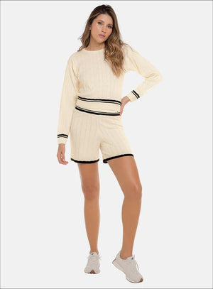 Short casual color marfil para mujer, marca BABALÚ, referencia 112763, vista frontal. Compra al por mayor en babalu.com.co en COP.