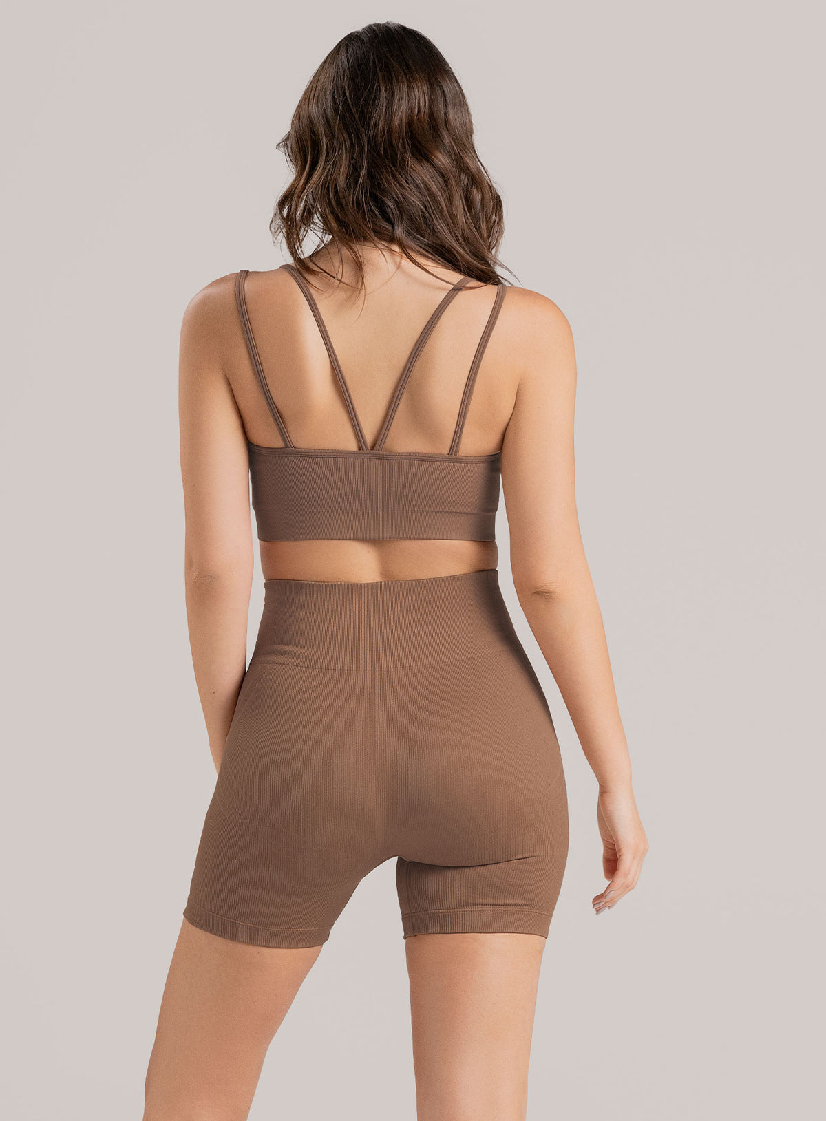 Short deportivo color arequipe para mujer, marca BABALÚ, referencia 115503, vista trasera. Compra al por mayor en babalu.com.co en COP.