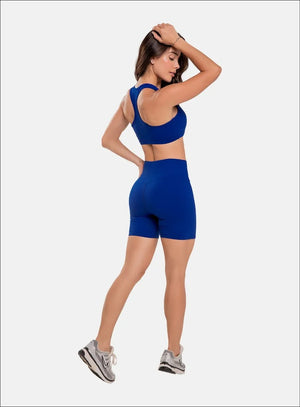 Short deportivo color azul para mujer, marca BABALÚ, referencia 91513, vista trasera. Compra al por mayor en babalu.com.co en COP.