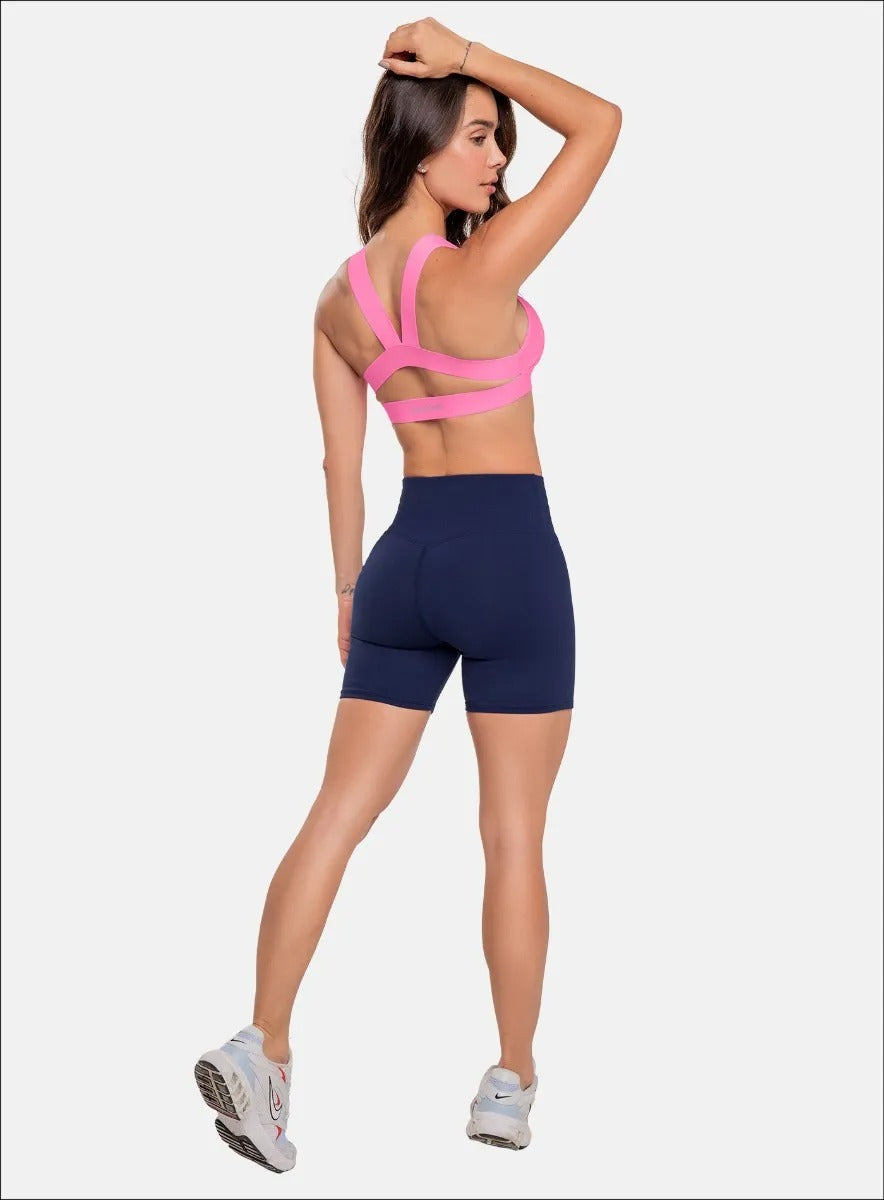 Short deportivo color azul para mujer, marca BABALÚ, referencia 91513, vista trasera. Compra al por mayor en babalu.com.co en COP.