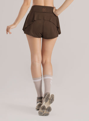 Short deportivo color cafe para mujer, marca BABALÚ, referencia 114233, vista trasera. Compra al por mayor en babalu.com.co en COP.