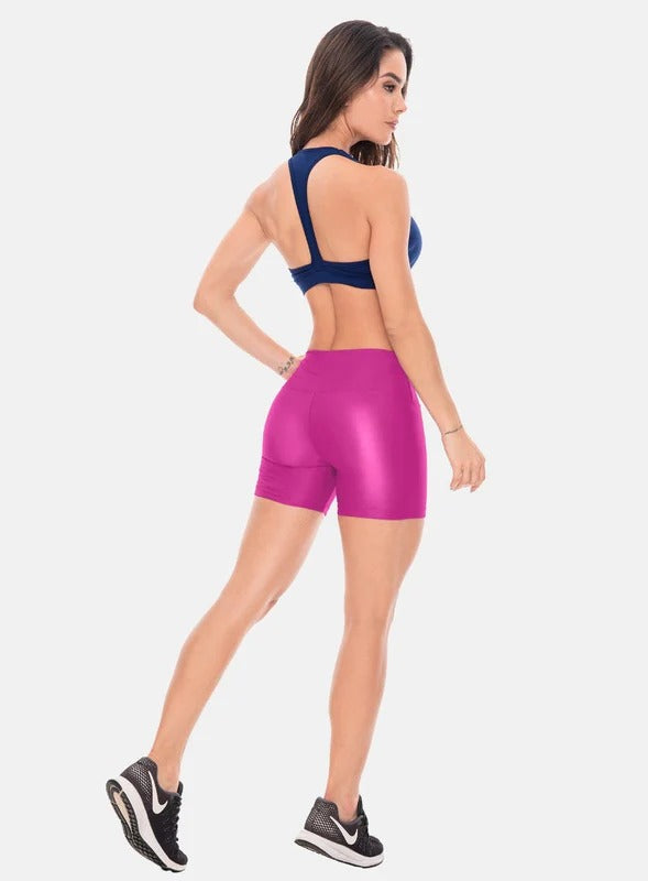 Short deportivo color fucsia para mujer, marca BABALÚ, referencia 102643, vista trasera. Compra al por mayor en babalu.com.co en COP.