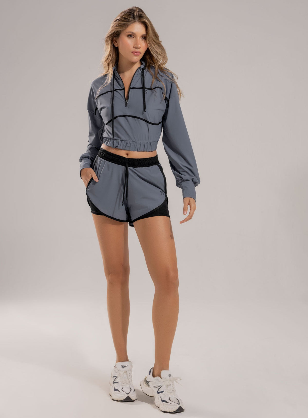 Short deportivo color gris para mujer, marca BABALÚ, referencia 112403, vista frontal. Compra al por mayor en babalu.com.co en COP.