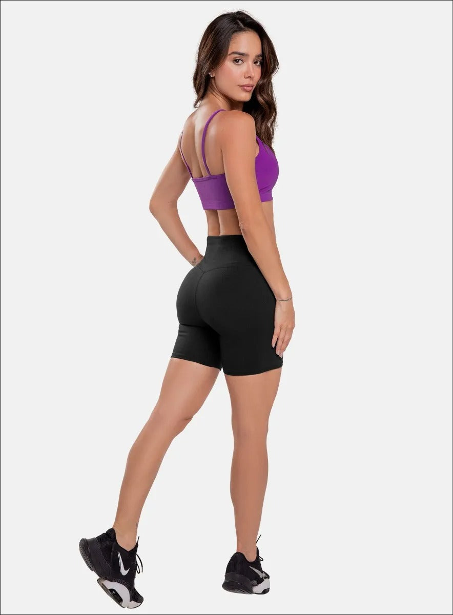Short deportivo color negro para mujer, marca BABALÚ, referencia 91513, vista trasera. Compra al por mayor en babalu.com.co en COP.