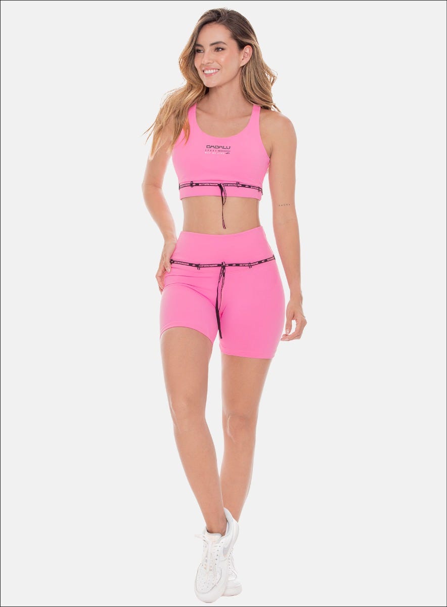 Short deportivo color rosado para mujer, marca BABALÚ, referencia 108963, vista frontal. Compra al por mayor en babalu.com.co en COP.
