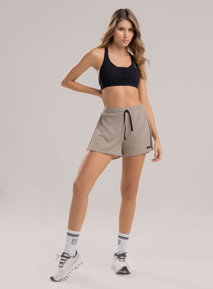 Short deportivo color taupe para mujer, marca BABALÚ, referencia 113743, vista frontal. Compra al por mayor en babalu.com.co en COP.