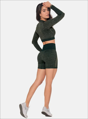 Short deportivo color verde para mujer, marca BABALÚ, referencia 111933, vista frontal. Compra al por mayor en babalu.com.co en COP.