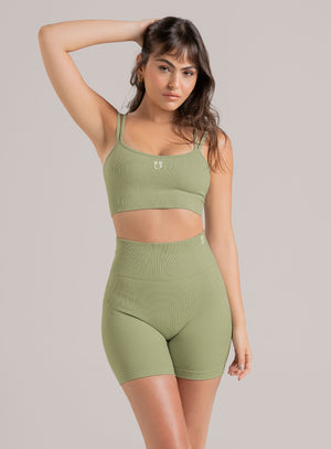 Short deportivo color verde para mujer, marca BABALÚ, referencia 115503, vista frontal. Compra al por mayor en babalu.com.co en COP.
