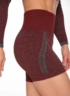 Short deportivo color vino tinto para mujer, marca BABALÚ, referencia 111933, vista lateral. Compra al por mayor en babalu.com.co en COP.
