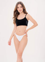 TANGA BRASILERA CARMESI EN MICROFIBRA ESTAMPADA FONDEADA TALLA S - M - L