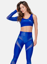 TOP DEPORTIVO MUJER TELA APARIENCIA CUERO CON MANGA EN TELA SEMI TRANSPARENTE TALLA S - M PRECIO ESPECIAL