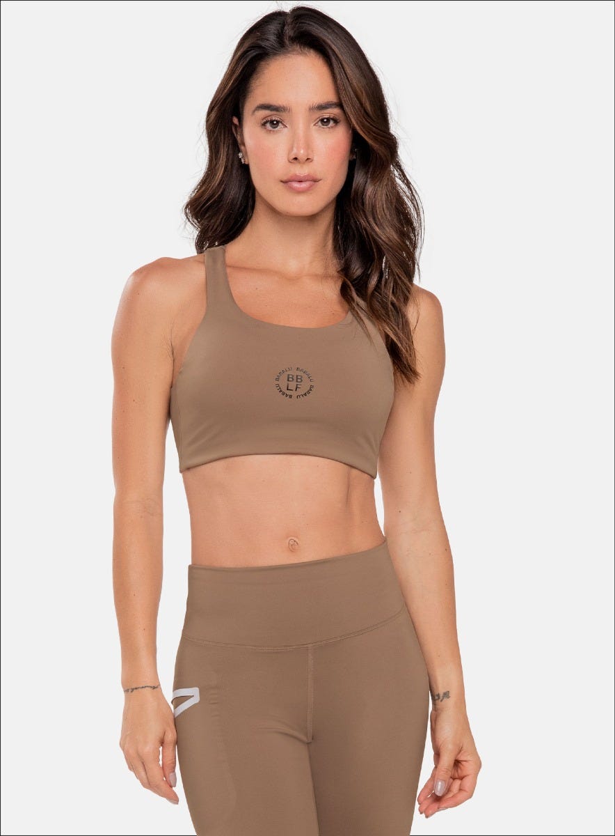 Top deportivo color arequipe para mujer, marca BABALÚ, referencia 111073, vista frontal. Compra al por mayor en babalu.com.co en COP.