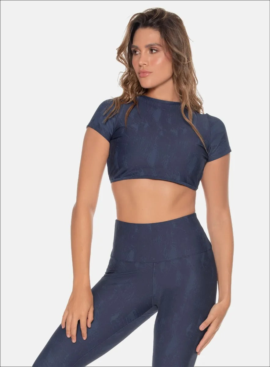 Top deportivo color azul para mujer, marca BABALÚ, referencia 110203, vista frontal. Compra al por mayor en babalu.com.co en COP.