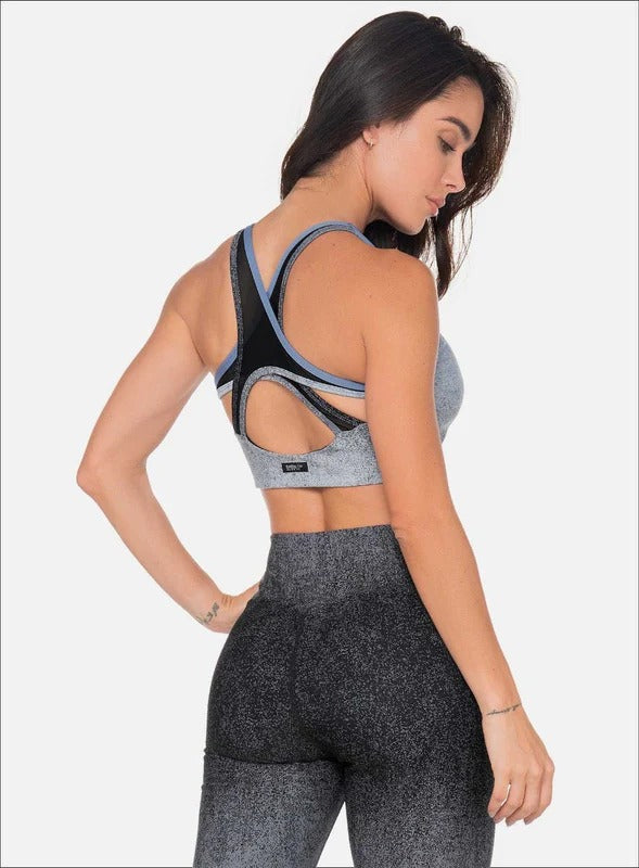Top deportivo color azul para mujer, marca BABALÚ, referencia 111333, vista trasera. Compra al por mayor en babalu.com.co en COP.