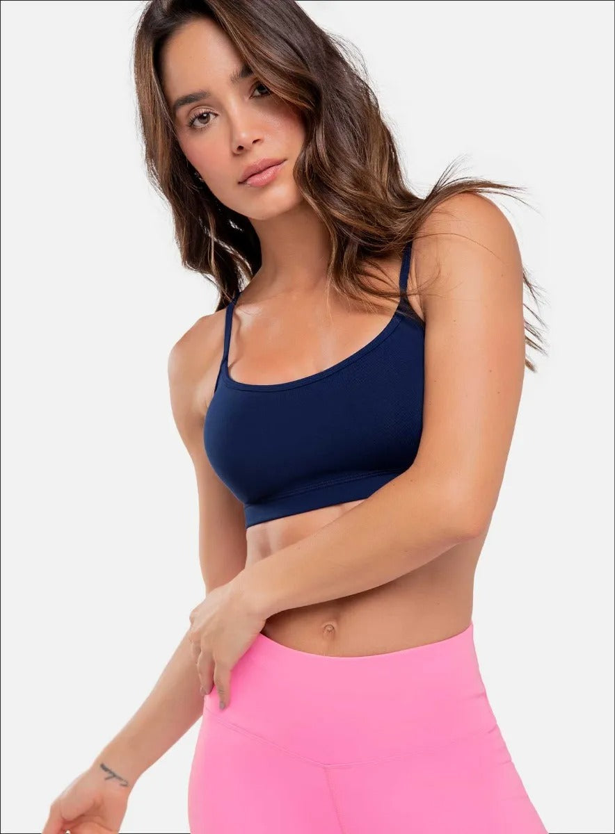Top deportivo color azul para mujer, marca BABALÚ, referencia 15943, vista frontal. Compra al por mayor en babalu.com.co en COP.