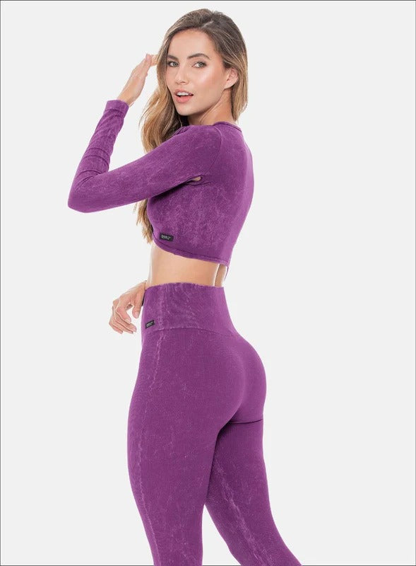 Top deportivo color berenjena para mujer, marca BABALÚ, referencia 108893, vista lateral. Compra al por mayor en babalu.com.co en COP.