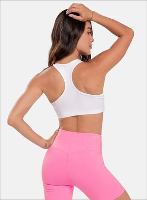 Top deportivo color blanco para mujer, marca BABALÚ, referencia 30053, vista trasera. Compra al por mayor en babalu.com.co en COP.