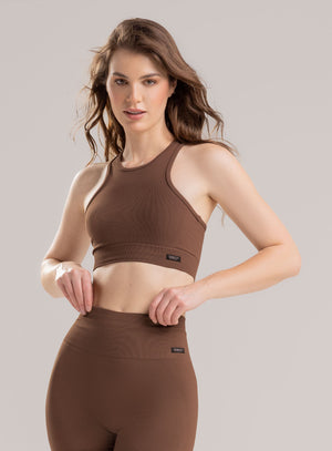 Top deportivo color cafe, marca BABALÚ, referencia 114613, vista frontal. Compra al por mayor en babalu.com.co en COP.