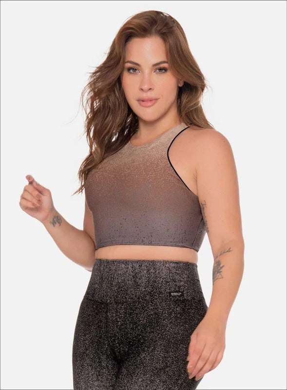 Top deportivo color cafe para mujer, marca BABALÚ, referencia 111333, vista frontal. Compra al por mayor en babalu.com.co en COP.