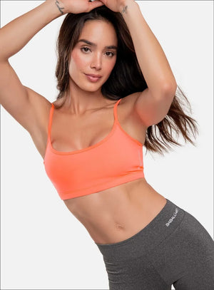 Top deportivo color coral para mujer, marca BABALÚ, referencia 15943, vista frontal. Compra al por mayor en babalu.com.co en COP.