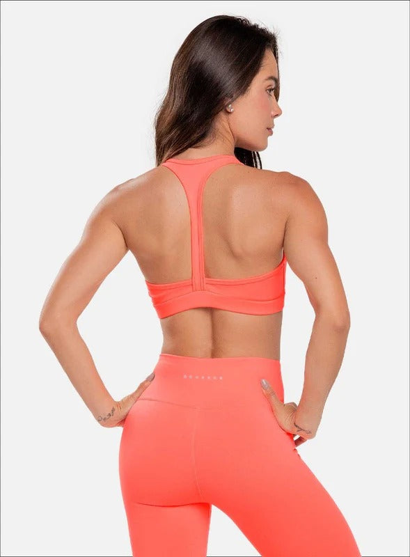 Top deportivo color coral para mujer, marca BABALÚ, referencia 32553, vista detalle. Compra al por mayor en babalu.com.co en COP.