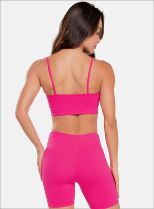 Top deportivo color fucsia para mujer, marca BABALÚ, referencia 15943, vista trasera. Compra al por mayor en babalu.com.co en COP.