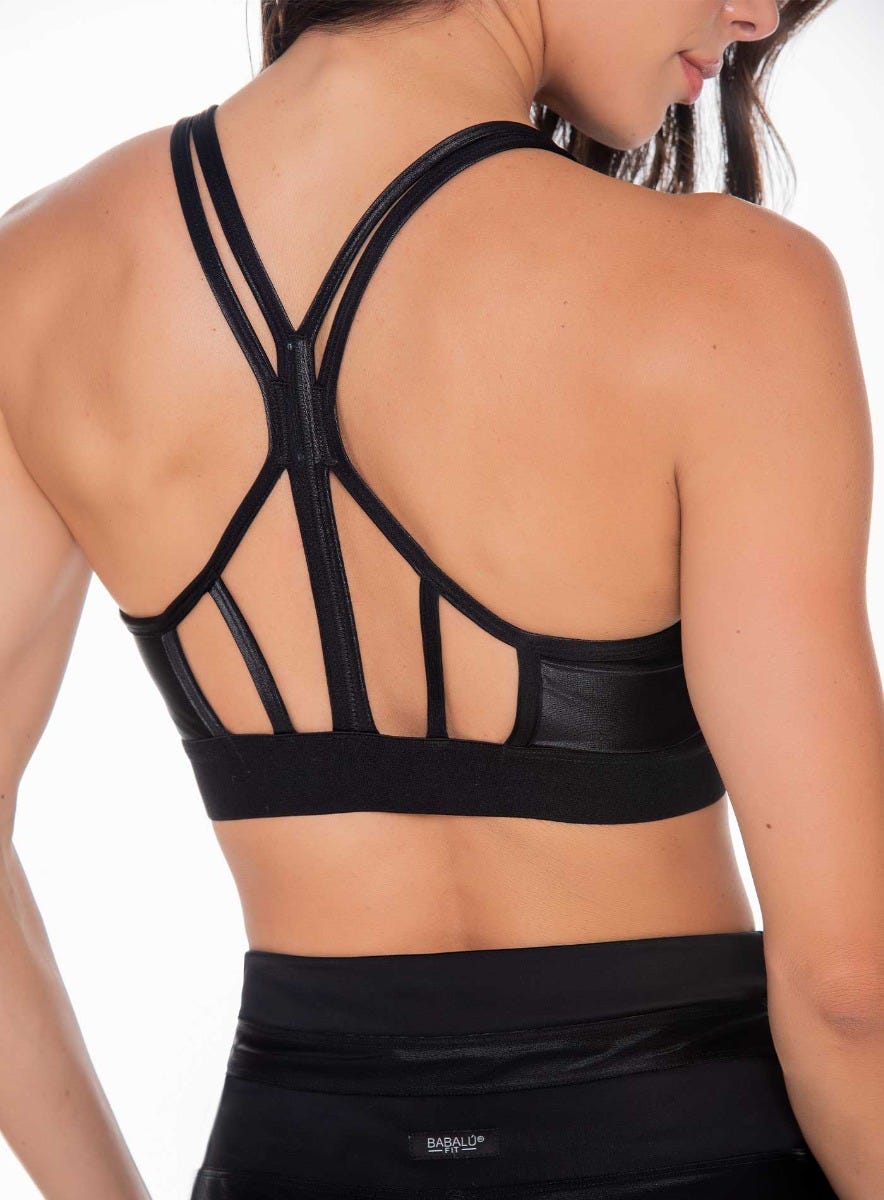 Top deportivo color gris para mujer, marca BABALÚ, referencia 111133, vista trasera. Compra al por mayor en babalu.com.co en COP.