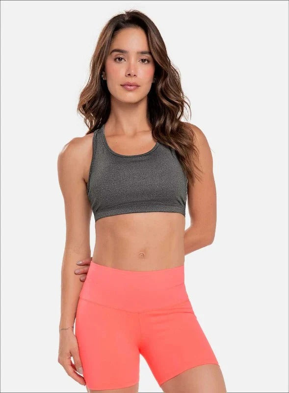 Top deportivo color gris para mujer, marca BABALÚ, referencia 30053, vista frontal. Compra al por mayor en babalu.com.co en COP.