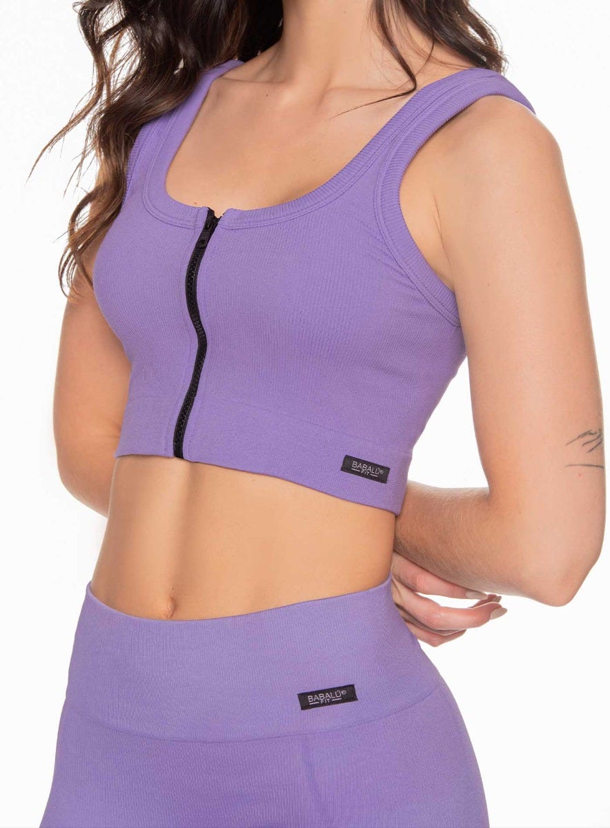 Top deportivo color lila baby para mujer, marca BABALÚ, referencia 108173, vista frontal. Compra al por mayor en babalu.com.co en COP.