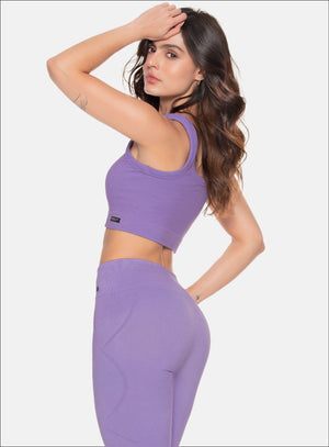 Top deportivo color lila baby para mujer, marca BABALÚ, referencia 108173, vista lateral. Compra al por mayor en babalu.com.co en COP.
