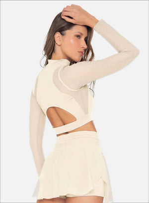 Top deportivo color marfil para mujer, marca BABALÚ, referencia 111033, vista lateral. Compra al por mayor en babalu.com.co en COP.