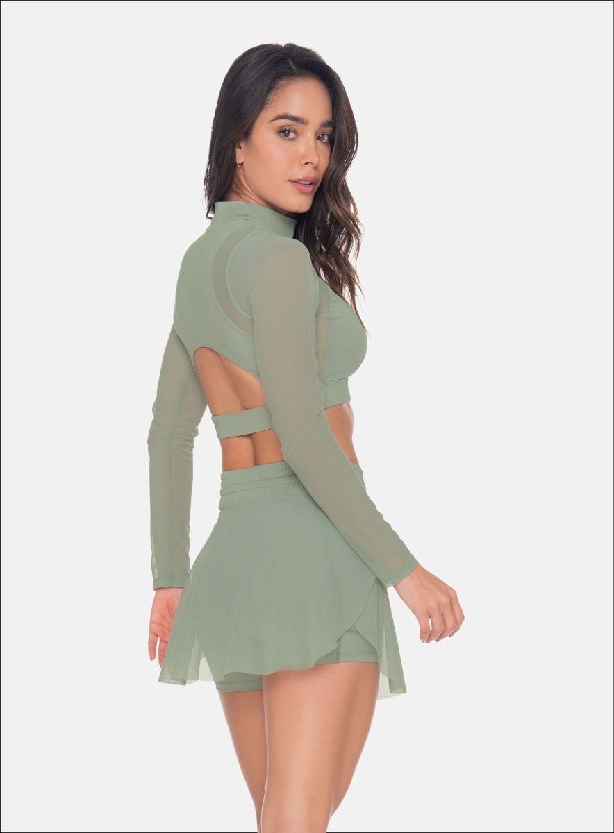 Top deportivo color marfil para mujer, marca BABALÚ, referencia 111033, vista trasera. Compra al por mayor en babalu.com.co en COP.